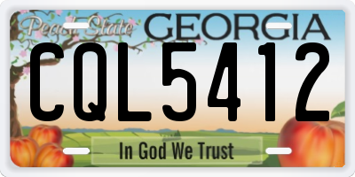 GA license plate CQL5412