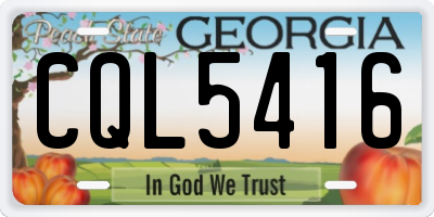 GA license plate CQL5416