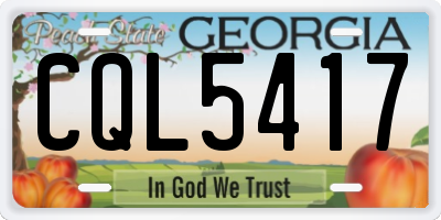 GA license plate CQL5417