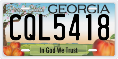 GA license plate CQL5418