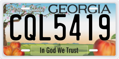GA license plate CQL5419