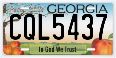 GA license plate CQL5437