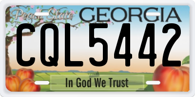 GA license plate CQL5442