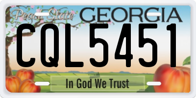 GA license plate CQL5451