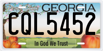GA license plate CQL5452