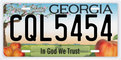 GA license plate CQL5454