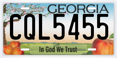 GA license plate CQL5455