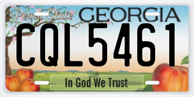 GA license plate CQL5461