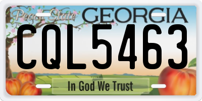 GA license plate CQL5463
