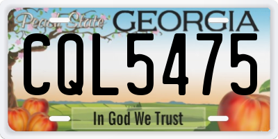GA license plate CQL5475