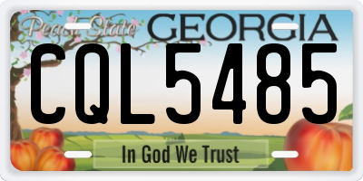 GA license plate CQL5485