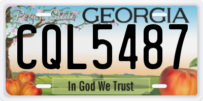 GA license plate CQL5487