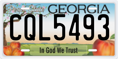 GA license plate CQL5493