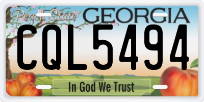 GA license plate CQL5494