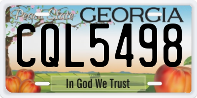 GA license plate CQL5498