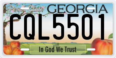 GA license plate CQL5501