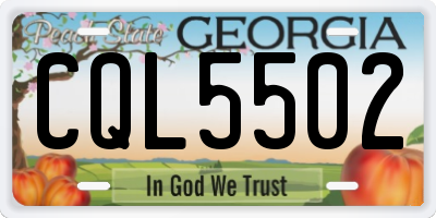 GA license plate CQL5502