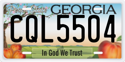 GA license plate CQL5504