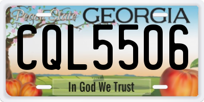 GA license plate CQL5506