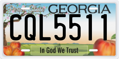 GA license plate CQL5511