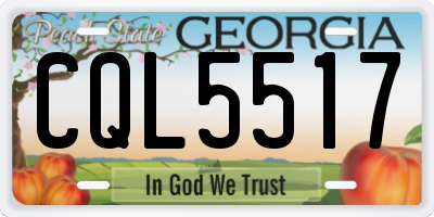 GA license plate CQL5517