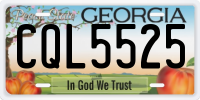 GA license plate CQL5525