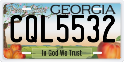 GA license plate CQL5532