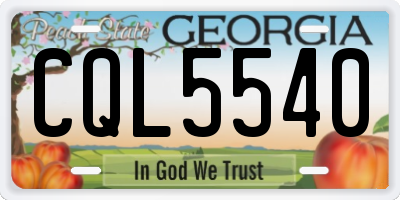 GA license plate CQL5540