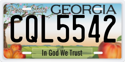 GA license plate CQL5542