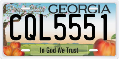 GA license plate CQL5551