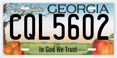 GA license plate CQL5602