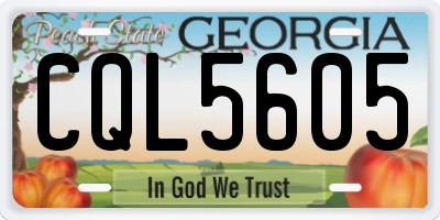 GA license plate CQL5605