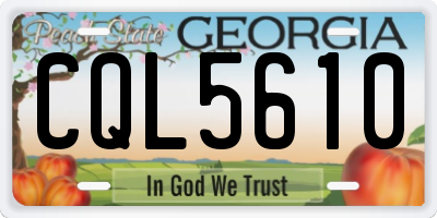 GA license plate CQL5610