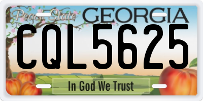 GA license plate CQL5625