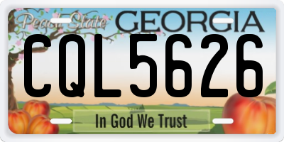 GA license plate CQL5626