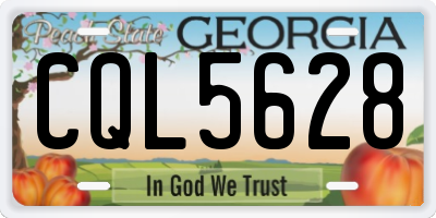 GA license plate CQL5628