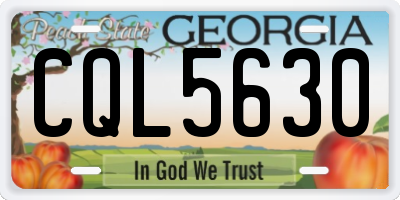 GA license plate CQL5630