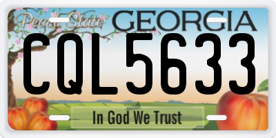 GA license plate CQL5633