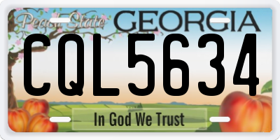 GA license plate CQL5634