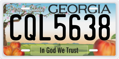 GA license plate CQL5638