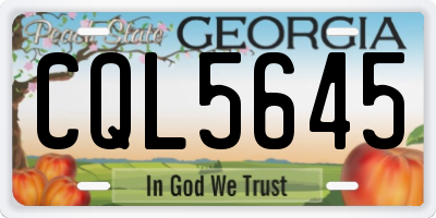 GA license plate CQL5645