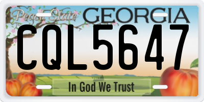 GA license plate CQL5647