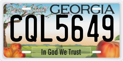 GA license plate CQL5649