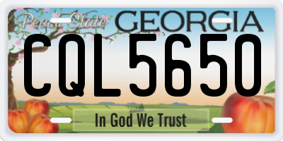 GA license plate CQL5650
