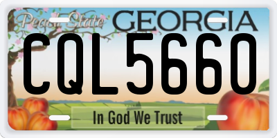 GA license plate CQL5660
