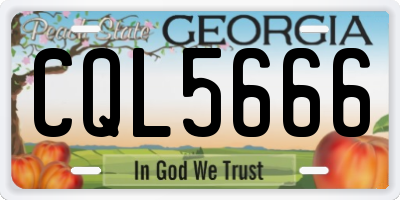 GA license plate CQL5666