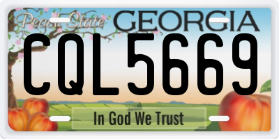 GA license plate CQL5669