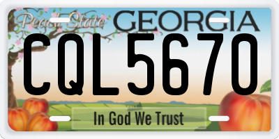 GA license plate CQL5670