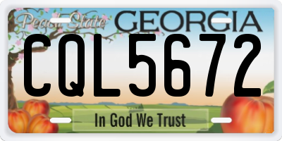 GA license plate CQL5672
