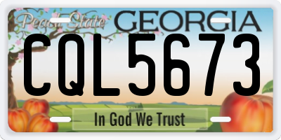 GA license plate CQL5673